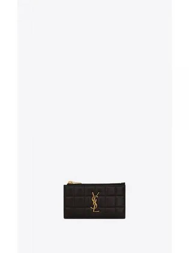 Cassandra Matelasse Leather Card Wallet Black - SAINT LAURENT - BALAAN 2