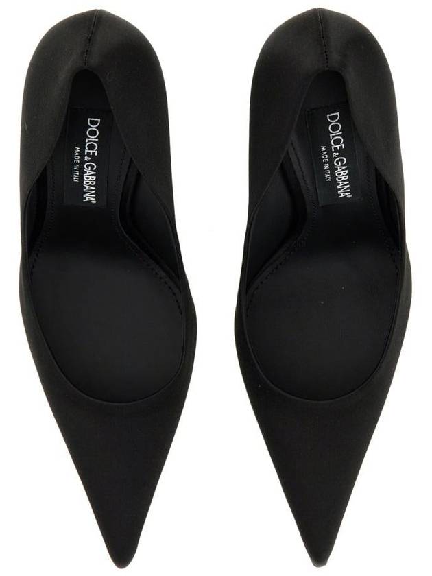 DC logo lettering pointed toe satin Pumps black - DOLCE&GABBANA - BALAAN 6