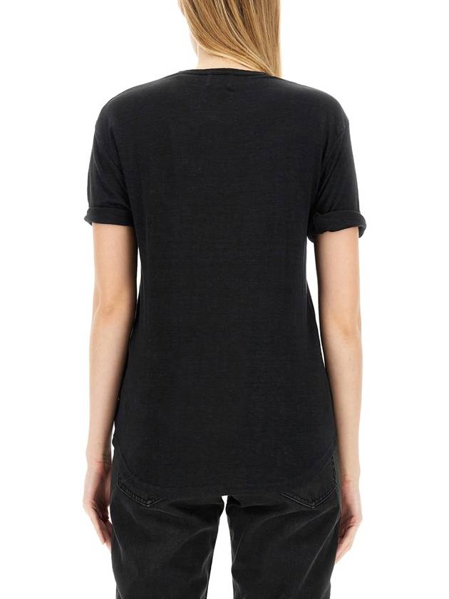 Koldi Logo Linen Short Sleeve T-Shirt Black - ISABEL MARANT ETOILE - BALAAN 8