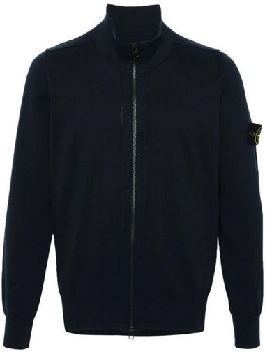 Wappen Patch Cotton Zip-Up Cardigan Navy - STONE ISLAND - BALAAN 1