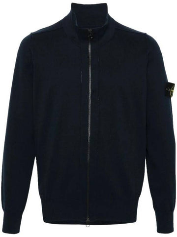 Wappen Patch Cotton Zip-Up Cardigan Navy - STONE ISLAND - BALAAN 1