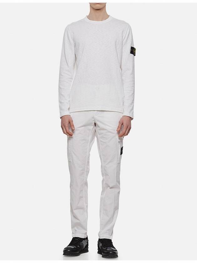 Men's Waffen Patch Garment Dyed Cargo Straight Pants White - STONE ISLAND - BALAAN.