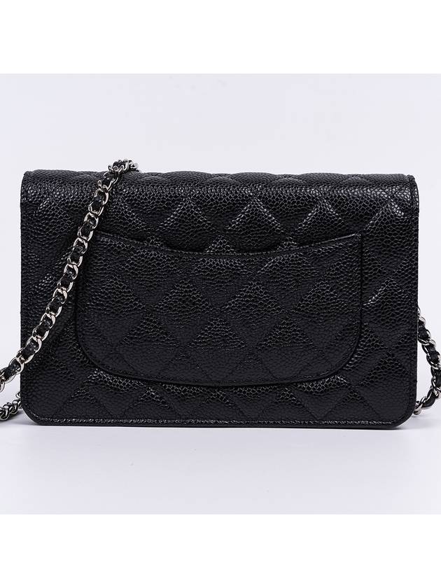 Classic Crossbag On Chain Grained Calfskin & Silver Black - CHANEL - BALAAN 7