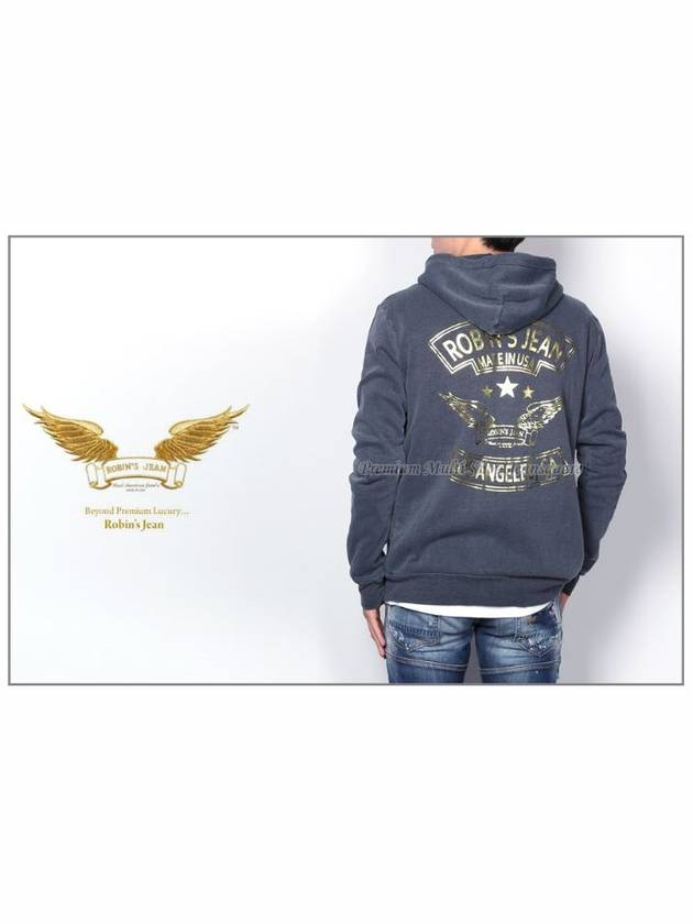 Robbins Jeans Unisex Wing LA Foil Hooded ZipUp Navy - TRUE RELIGION - BALAAN 8