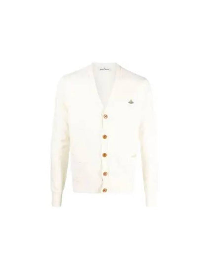 Embroided Logo Button Wool Cardigan Natural - VIVIENNE WESTWOOD - BALAAN 2