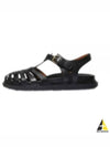 Leather Flat Sandals Black - MARNI - BALAAN 2