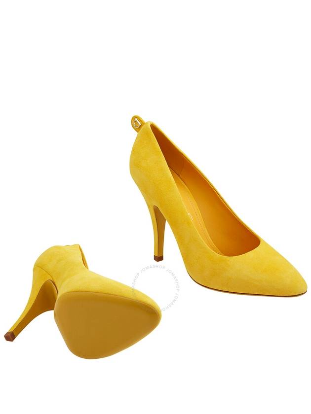 Salvatore Women's Yellow Suede Gancini Pumps Heel Yellow - SALVATORE FERRAGAMO - BALAAN 3