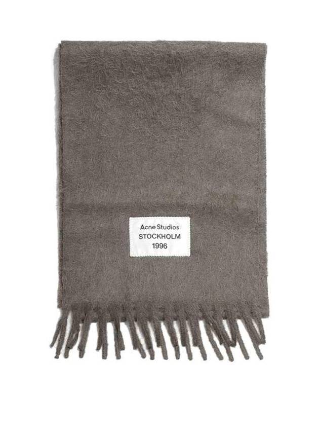 Logo Patch Fringe Muffler Grey - ACNE STUDIOS - BALAAN 1