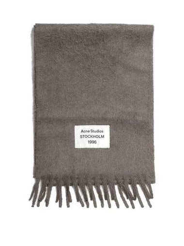 Logo Patch Fringe Muffler Grey - ACNE STUDIOS - BALAAN 1