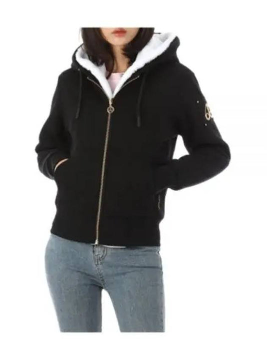 Madison Bunny Logo Gold Hardware Hooded Zip Up Black - MOOSE KNUCKLES - BALAAN 2