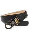 Gancini Metal Logo Leather Belt Black - SALVATORE FERRAGAMO - BALAAN 3