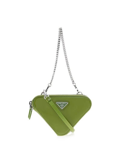 Brushed Leather Chain Mini Shoulder Bag Green - PRADA - BALAAN 2