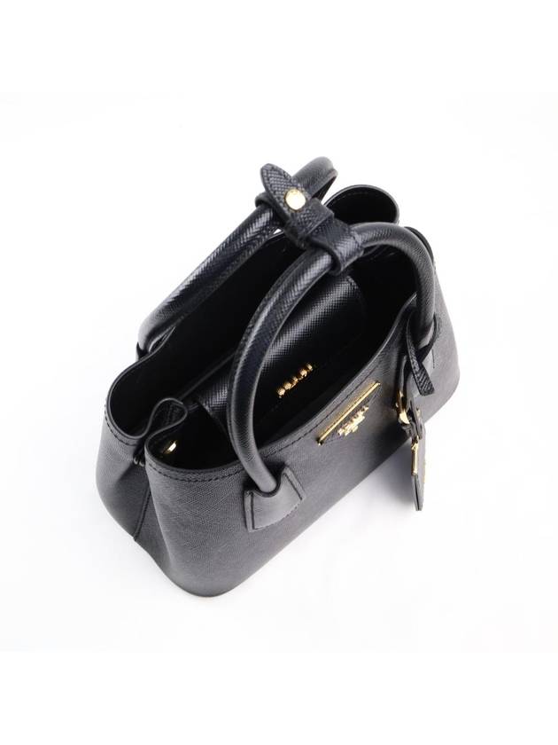 Double Saffiano Leather Mini Bag Black - PRADA - BALAAN 6