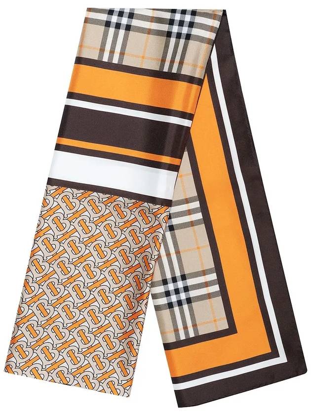 Monogram Icon Stripe Check Scarf Bright Orange - BURBERRY - BALAAN 3