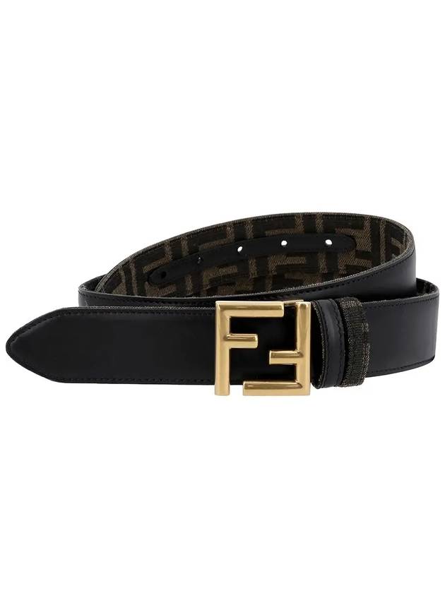 FF Fabric Reversible Leather Belt Black - FENDI - BALAAN 3