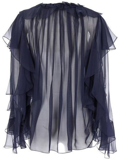 Blue Shirt With Ruffle Detail In Silk Chiffon Woman - ALBERTA FERRETTI - BALAAN 2