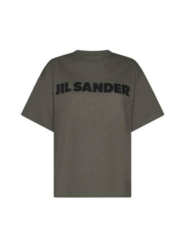 Logo Print Cotton Short Sleeve T-Shirt Green - JIL SANDER - BALAAN 1