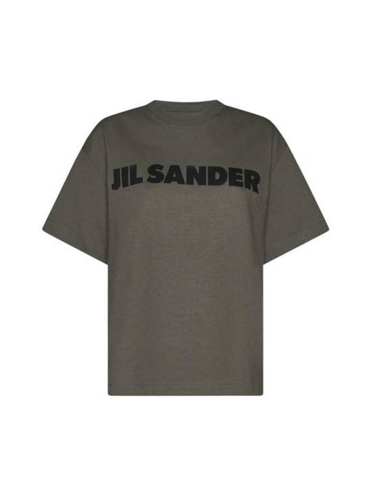 Logo Print Cotton Short Sleeve T-Shirt Green - JIL SANDER - BALAAN 1