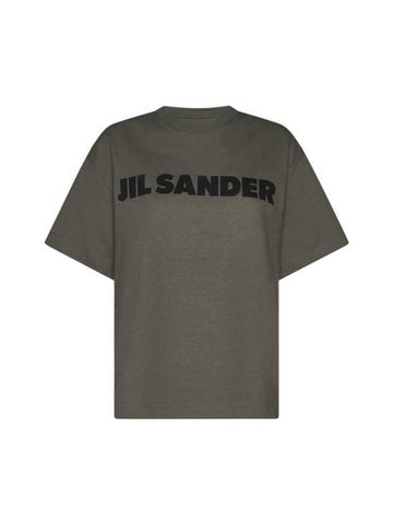 Logo Print Cotton Short Sleeve T-Shirt Green - JIL SANDER - BALAAN 1