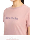 Blurred Logo Cotton Short Sleeve T-Shirt Pink - ACNE STUDIOS - BALAAN 7