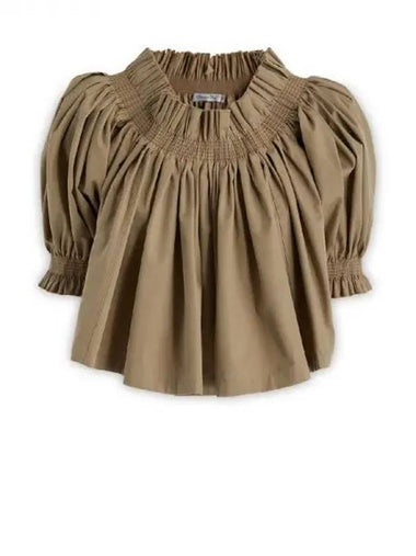 Dior Gather Puff Shoulder Cotton Blouse 270631 - DIOR - BALAAN 1