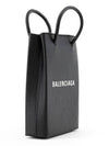 Logo Leather Phone Holder Mini Bag Black - BALENCIAGA - BALAAN 4