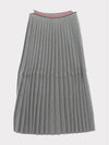 Cotton Stripe Pleated Skirt Grey - THOM BROWNE - BALAAN 3