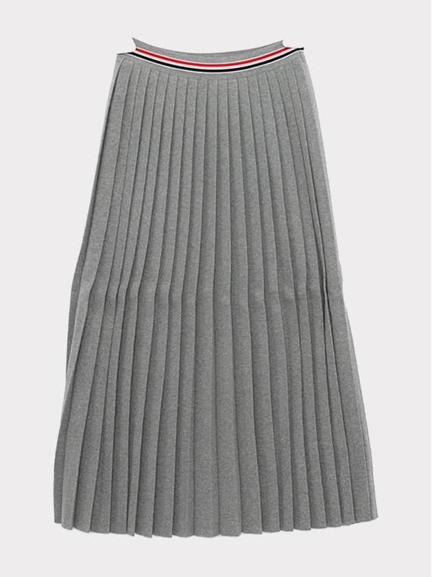 Cotton Stripe Pleated Skirt Grey - THOM BROWNE - BALAAN 2