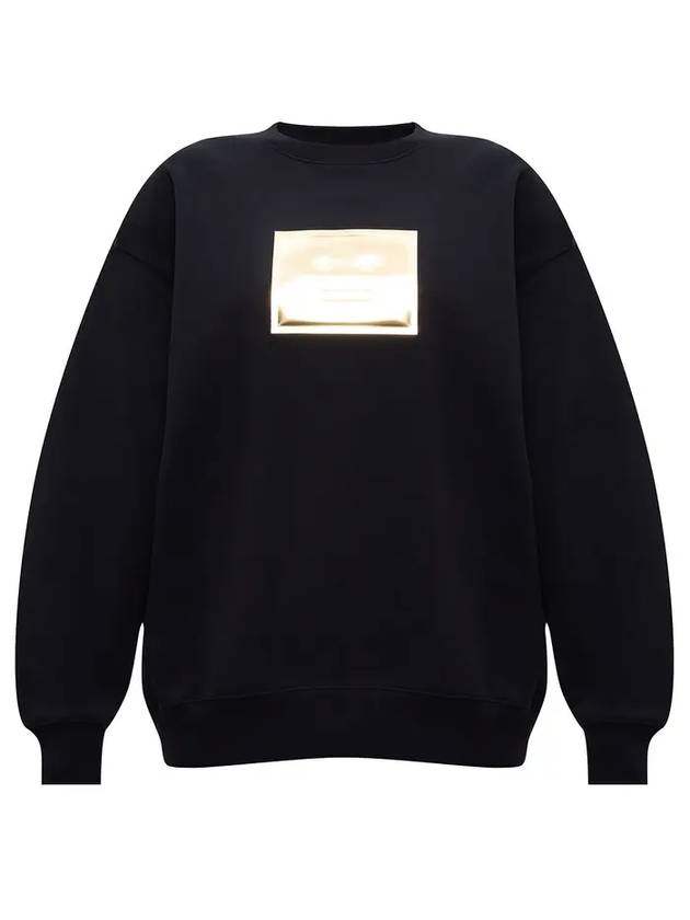 Metallic Face Patch Overfit Sweatshirt Black - ACNE STUDIOS - BALAAN 1