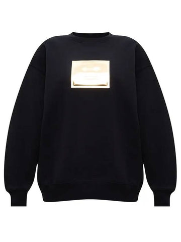 Metallic Face Patch Overfit Sweatshirt Black - ACNE STUDIOS - BALAAN 1