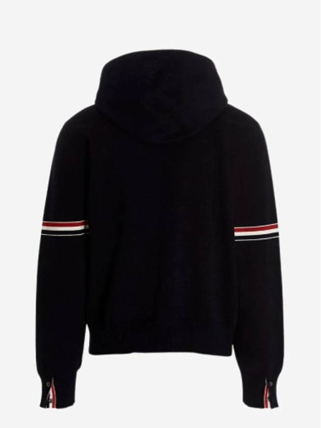 Cotton Milano Armband Zip Up Hoodie Navy - THOM BROWNE - BALAAN 3