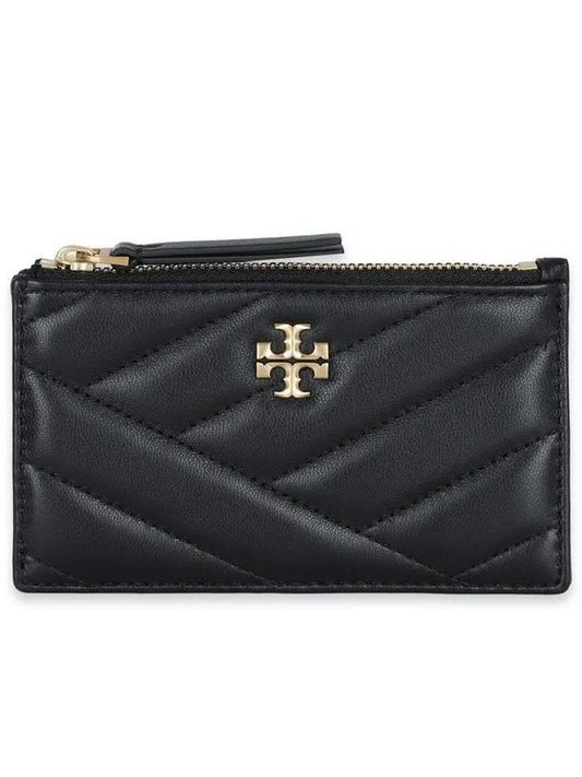 Women s Kira Chevron Zipper Card Wallet Black 156556 001 - TORY BURCH - BALAAN 1