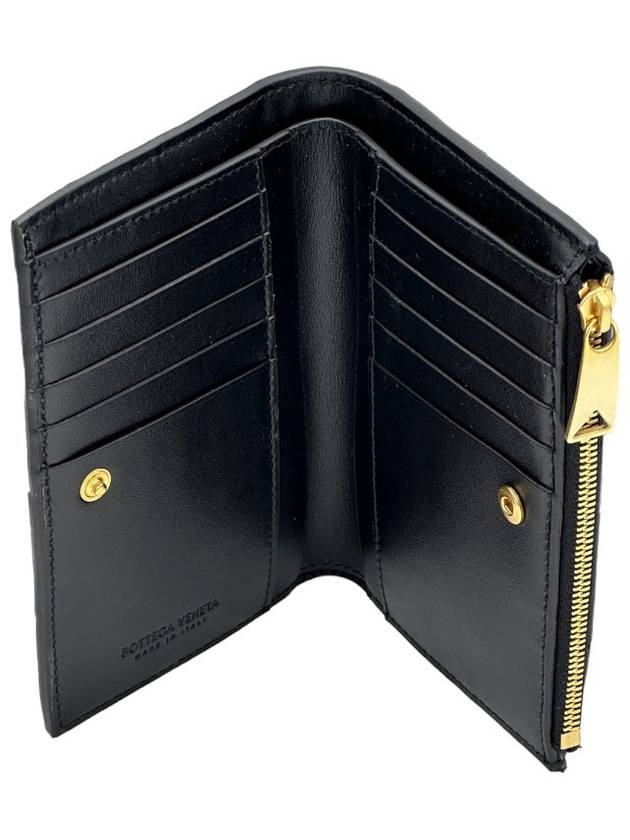 Intrecciato Zipper Bifold Medium Wallet Black - BOTTEGA VENETA - BALAAN 5