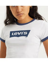 Women's Graphic Ringer Mini Crop Short Sleeve T-Shirt White - LEVI'S - BALAAN 4