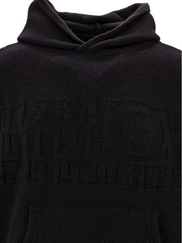 Number Zoom Logo Knit Virgin Wool Hoodie Black - MAISON MARGIELA - BALAAN 4