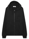 Garment Dyeing Cotton Jersey Zip-Up Hoodie Black - STONE ISLAND - BALAAN 2