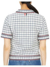 Women's Gingham Stripe Trimmed Short Sleeve Cardigan Medium Grey - THOM BROWNE - BALAAN 6