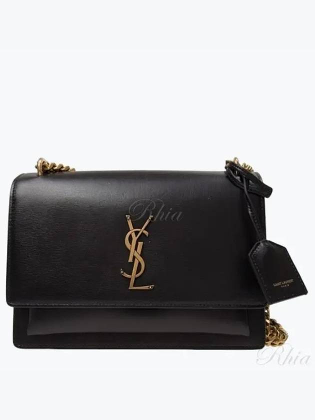 Monogram Sunset Medium Smooth Leather Cross Bag Black - SAINT LAURENT - BALAAN 2