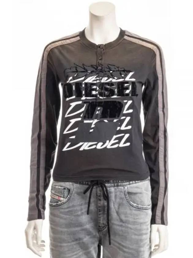 T Uncutie Stripe Long Sleeve T-Shirt Black - DIESEL - BALAAN 2