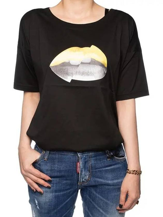 Lips logo printing short sleeve tshirt G28WP812 A2 - GOLDEN GOOSE - BALAAN 1