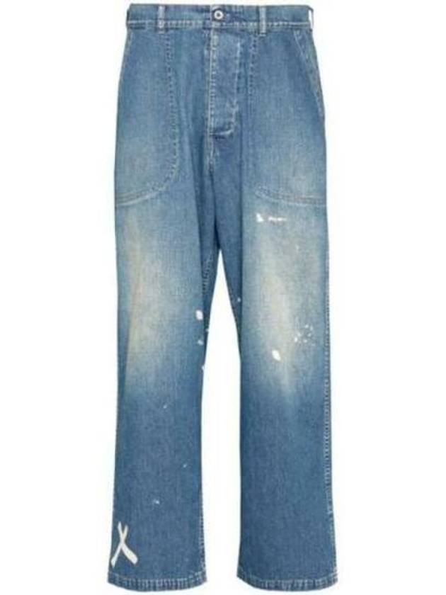 Paint Splatter Cotton Wide Jeans Indigo - MAISON MARGIELA - BALAAN 2