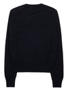 Heart Logo Crew Neck Merino Wool Knit Top Black - AMI - BALAAN 3