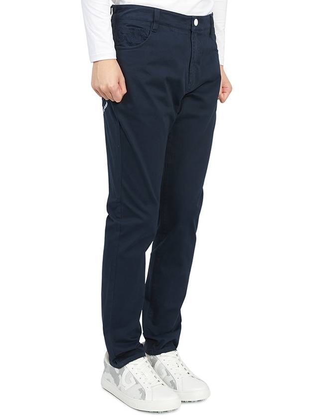 Men's Dialogue Slim Cotton Blend Pants Navy - HORN GARMENT - BALAAN 4