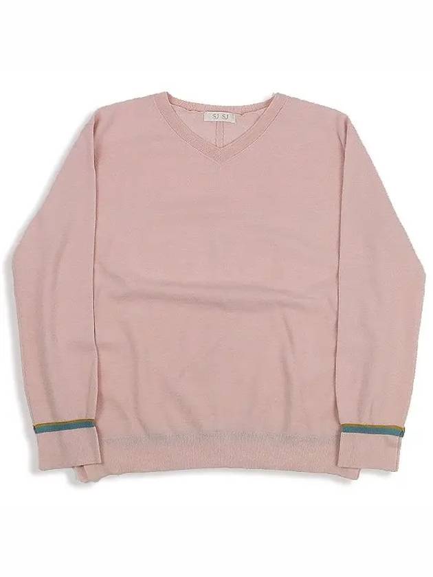 SJSJ Wool blend pink color women s V neck knit - SYSTEM - BALAAN 1