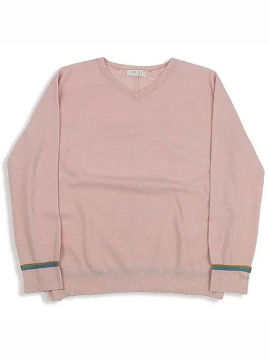 SJSJ Wool blend pink color women s V neck knit - SYSTEM - BALAAN 1