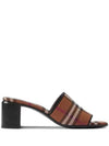 Check Block Heel Mule Brown - BURBERRY - BALAAN 1