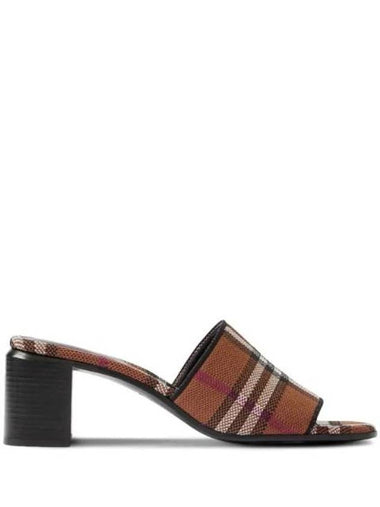 Check Block Heel Mule Brown - BURBERRY - BALAAN 1