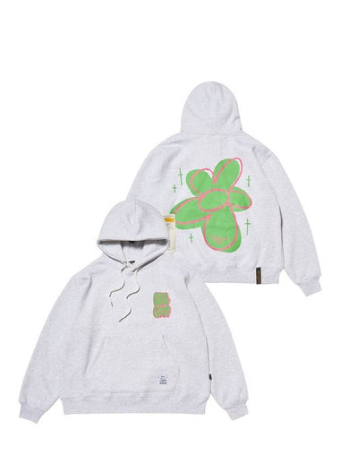 Graffiti Flower Oversized Hoodie White Melange - STIGMA - BALAAN 1