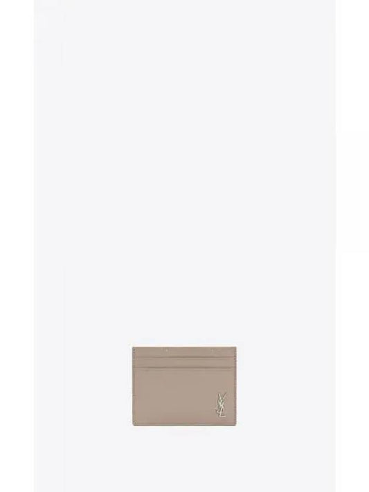 Casandre Small Grain Leather Card Wallet Greysih Brown - SAINT LAURENT - BALAAN 2