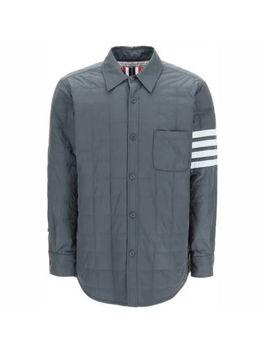 4 Bar Poly Twill Down Shirt Jacket Grey - THOM BROWNE - BALAAN 1